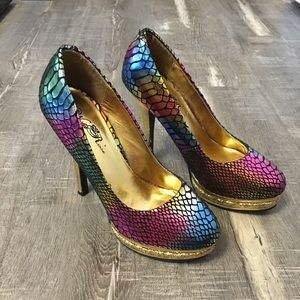 Gold and Rainbow Heels